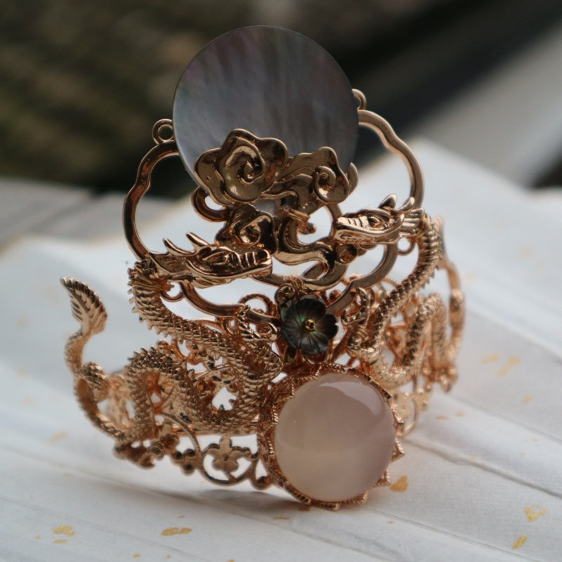 男女通用束发发发冠保色铜镀金汉宫廷宝石玛瑙发饰