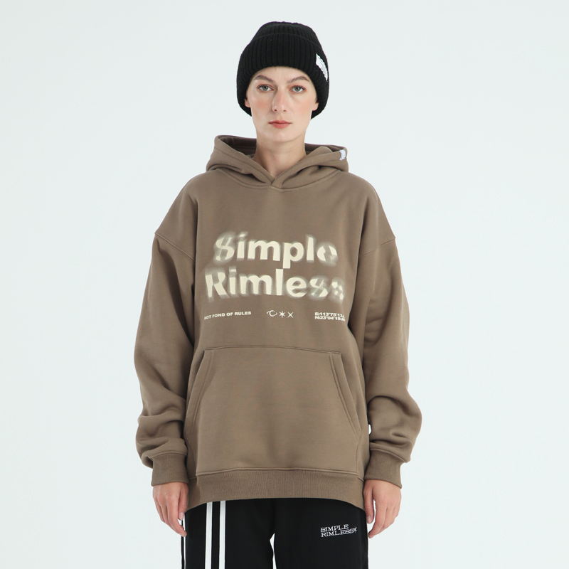 SRME连帽加绒Simple Rimless卫衣男情侣潮牌复古新款秋季美式外套