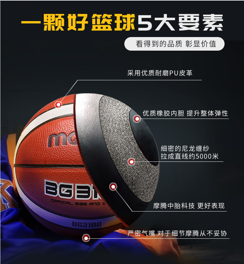 篮球molten摩腾成人7号6号5号儿童训练4号篮球