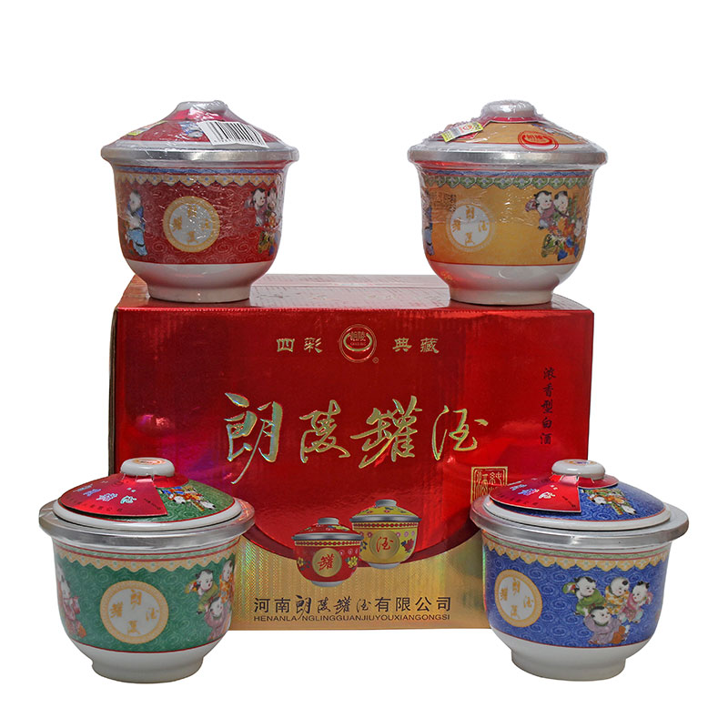 (确山厂家直营)朗陵罐酒水50度四彩典藏特产浓香型白酒1整箱4罐