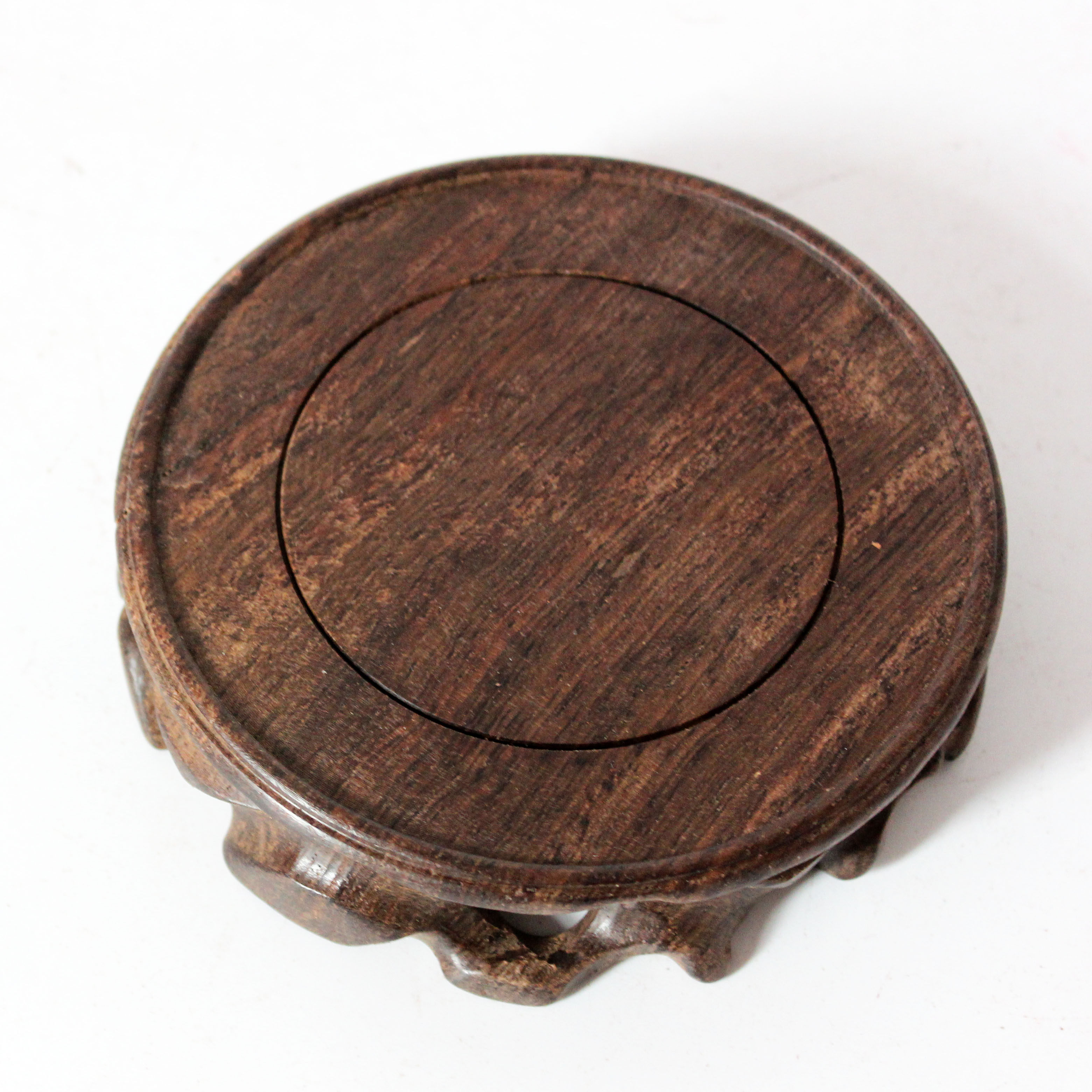 鸡翅木圆形底座 紫砂壶 花瓶盆景摆件底座 奇玉石印章底托