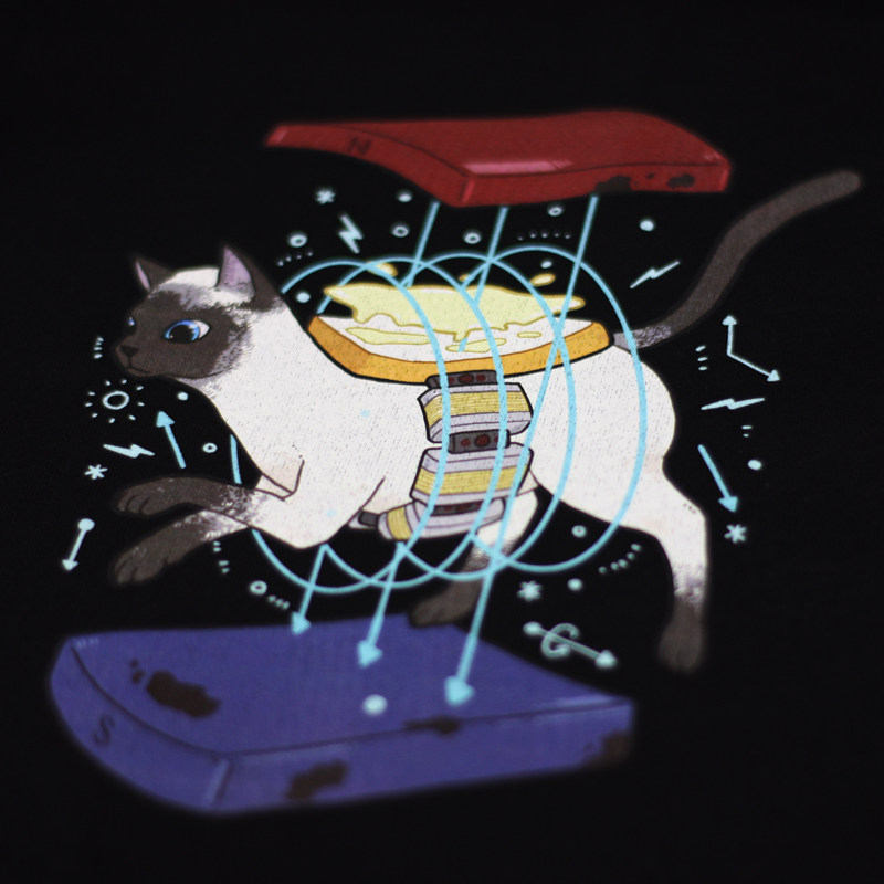 鹿妖商店x插画师争吵 猫与黄油吐司永动机 创意印花 重磅纯棉t恤