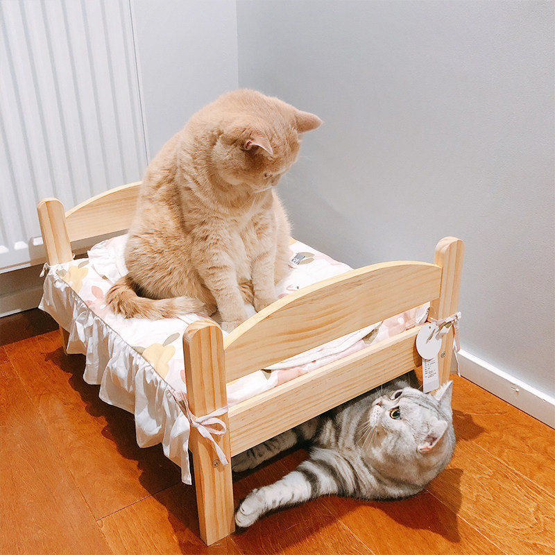 实木猫窝狗窝网红小型猫床狗床四季通用离地床