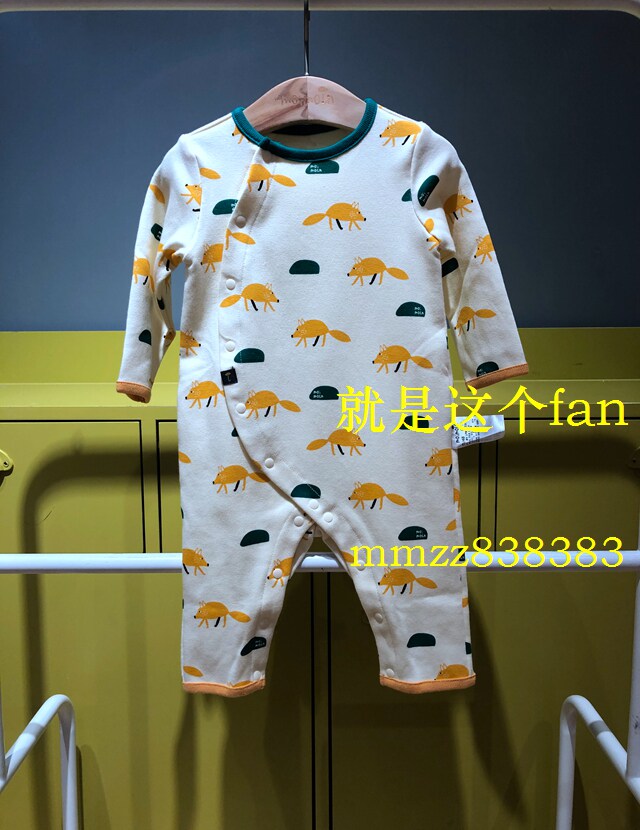 moimoln韩国云朵童装小狐狸斜暗男婴新生儿连体lpw1nzuu11连身衣