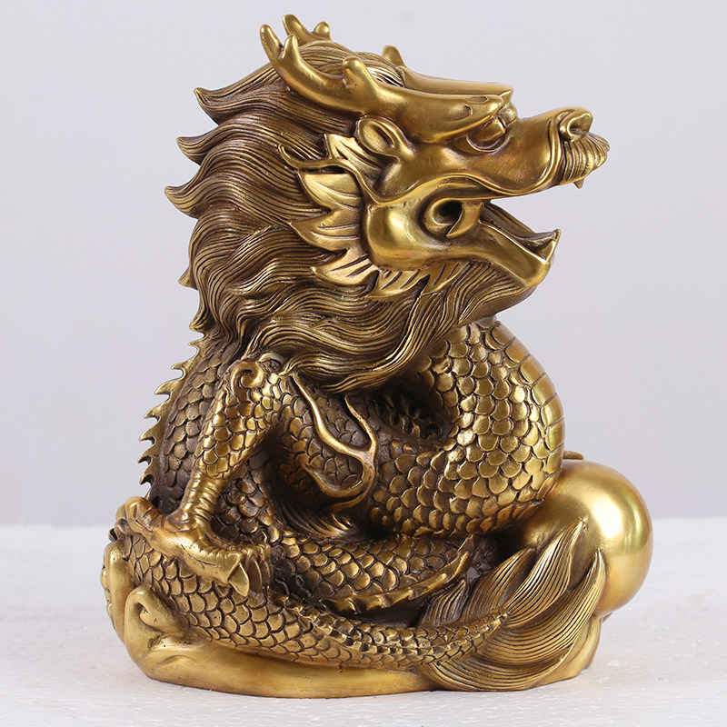 摆件皇轩铜龙青龙摆设招财吉祥物风水家居工艺品摆件