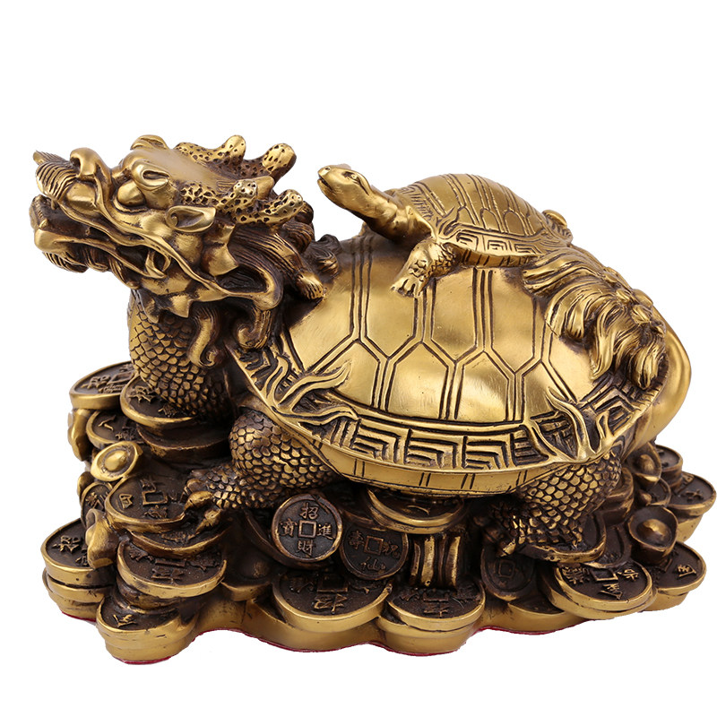 纯铜母子龙龟摆件招财镇宅霸下神兽家用客厅办公室摆件