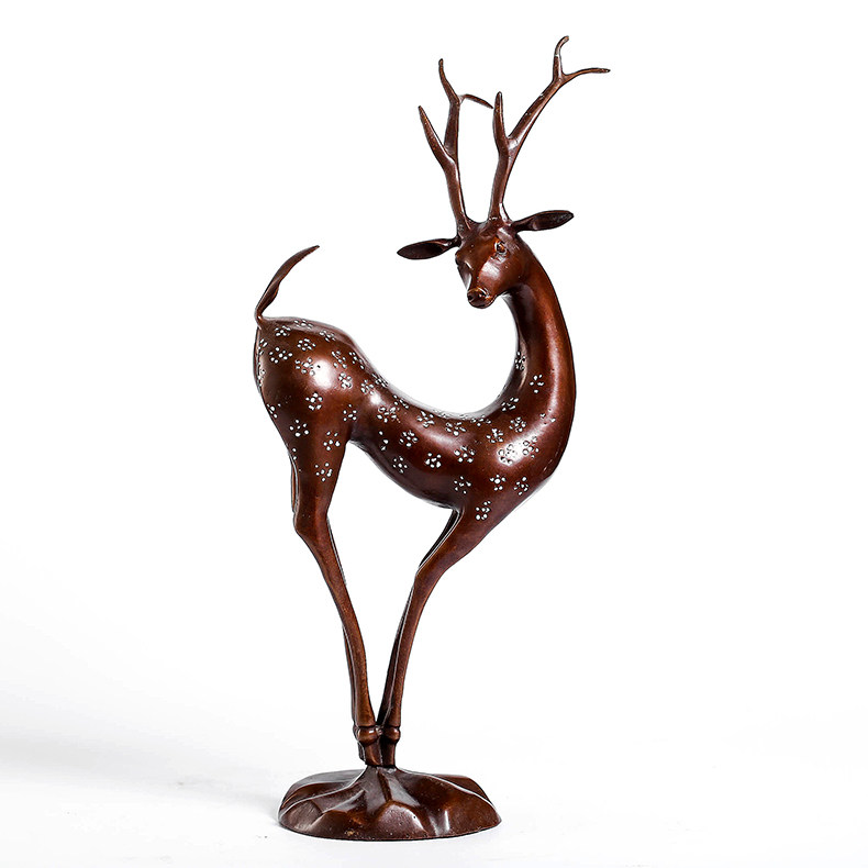 纯铜紫铜梅花鹿摆件家居装饰品客厅办公室书房工艺品摆设求学送礼
