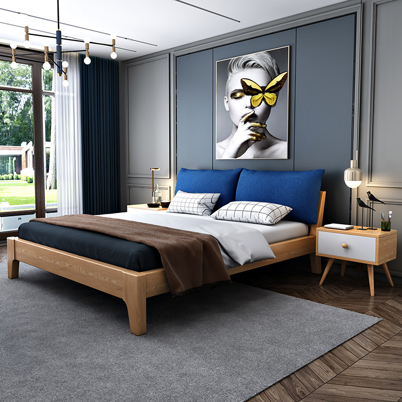 主卧两米kingsize2米2.2米大床三人加宽实木亲子2.0x2.2×2.4超大