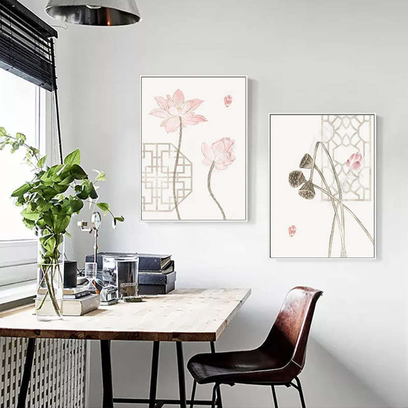 新中式客厅装饰画餐厅沙发背景墙壁画中国风景水墨画玄关三联挂画