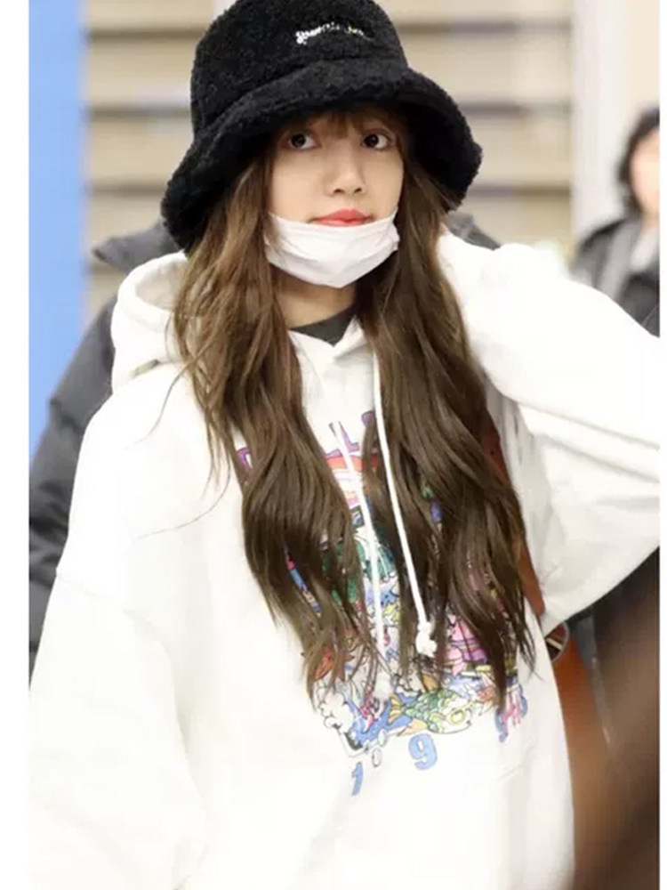 doxizail连帽2020秋冬新款白色chic卫衣女lisa同款卫衣