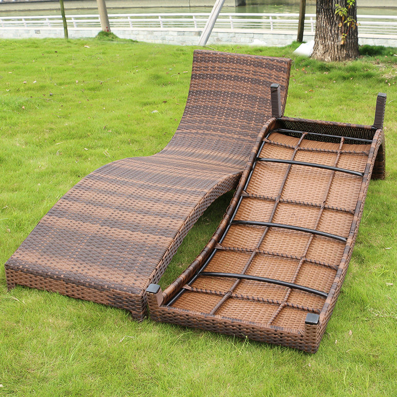 室外沙滩藤椅懒人躺椅民宿室内外酒店户外藤编庭院休闲游泳池躺床