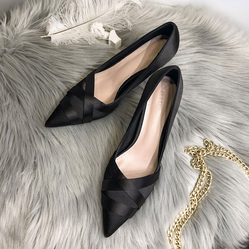 法式少女高跟鞋女2022春秋新款百搭性感单鞋女细跟鞋尖头浅口女鞋