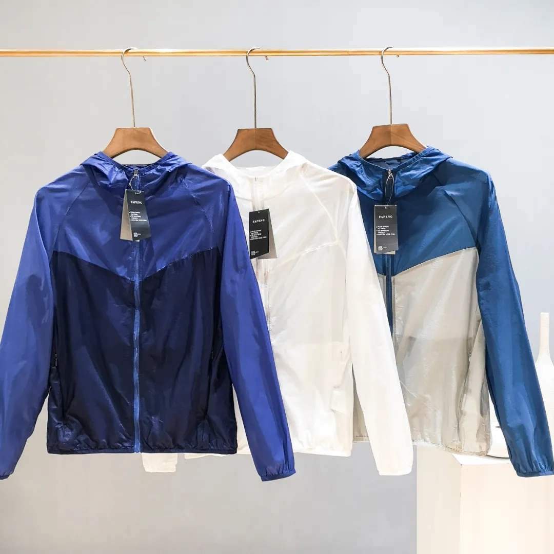 剪标外单！轻薄拼色皮肤衣！超薄连帽防晒男夹克外套潮7781