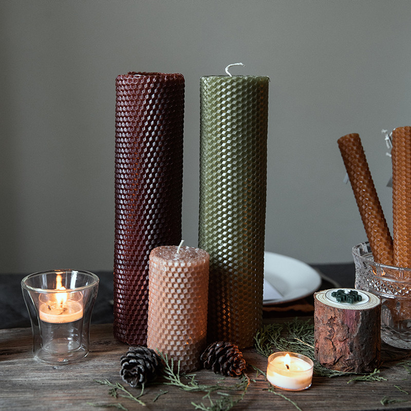 chicrose蜂巢蜡烛色系搭配天然蜂蜡手作圣诞节日礼品家用