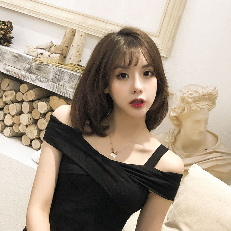 吊带恤女体恤交叉性感纯色锁骨女漏上衣肩上t恤