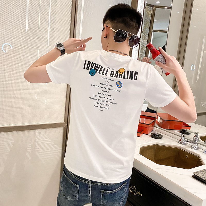 短袖T恤男夏季潮流印花圆领休闲上衣2022新款ins潮牌男士百搭半袖