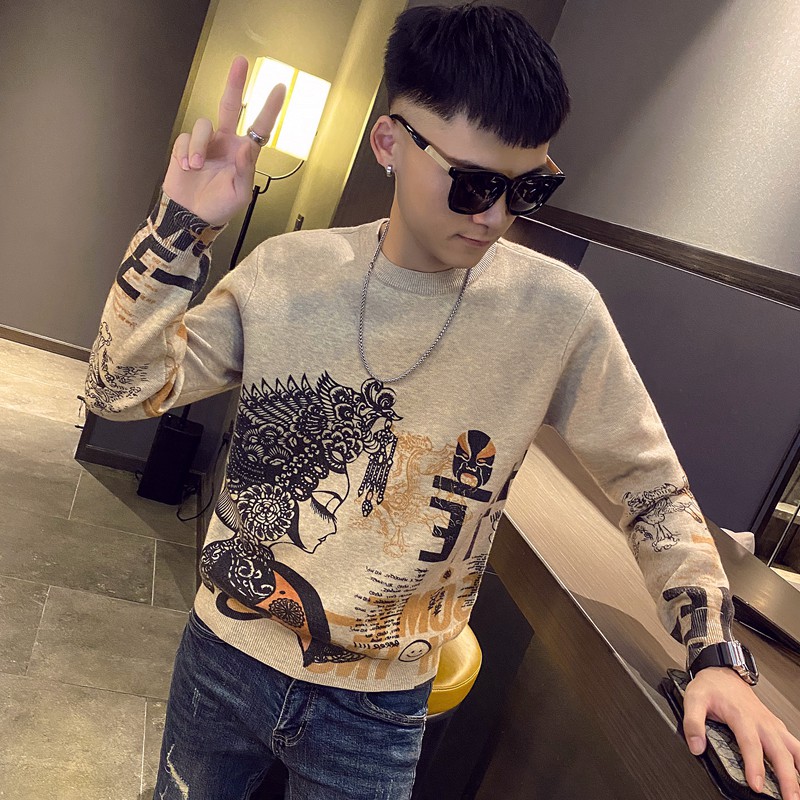 毛衣男士秋冬季加厚韩版潮流个性针织衫2021年新款圆领打底线衣男