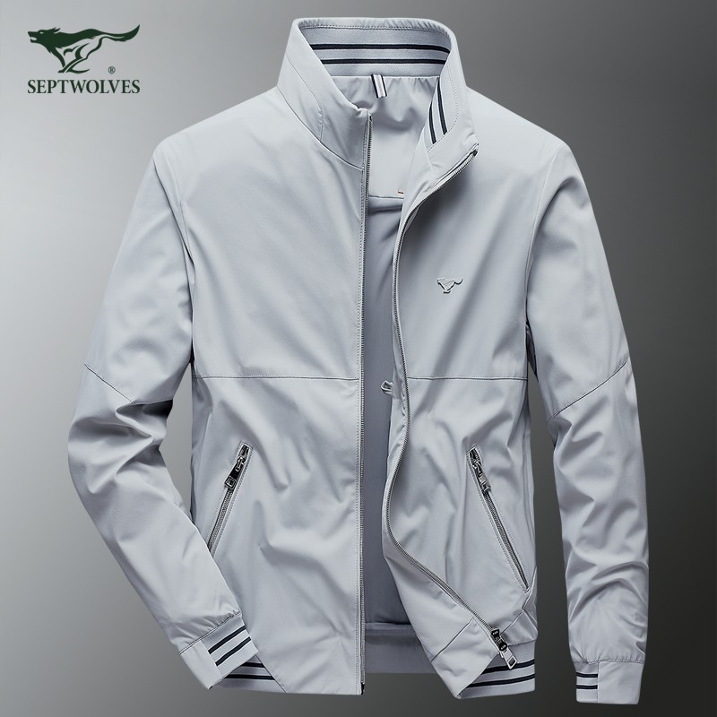 七匹狼外套男春秋季2021年新款商务潮流休闲中青年立领男士夹克衫