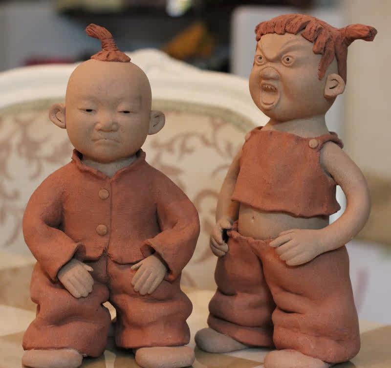 泥人张欧式陶艺手工家居摆件创意乡土饰品男女【夫妻那些事】