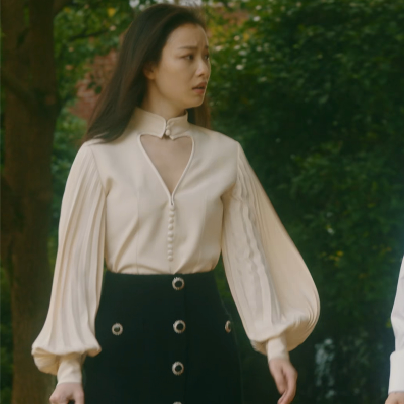 流金岁月倪妮朱锁锁同款衣服秋冬新款半高高领泡泡时尚套装