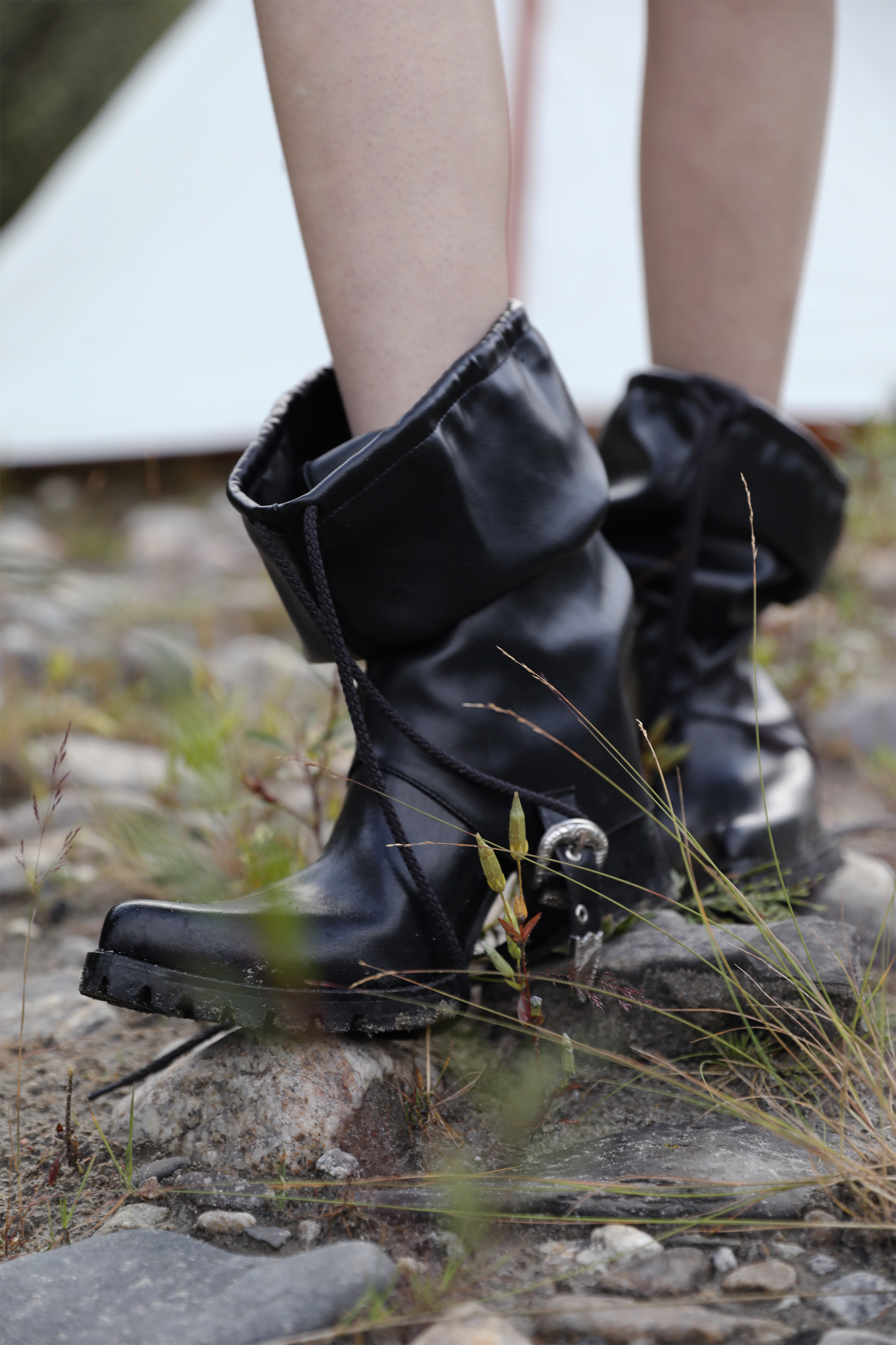 1cothenaw21西部牛仔抽绳可拆卸切尔西高跟牛皮皮靴时装靴