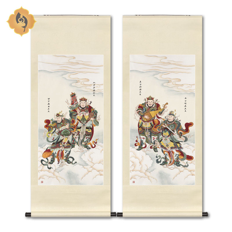 工笔人物佛像国画四大天王金刚菩萨画像玄关佛堂国画