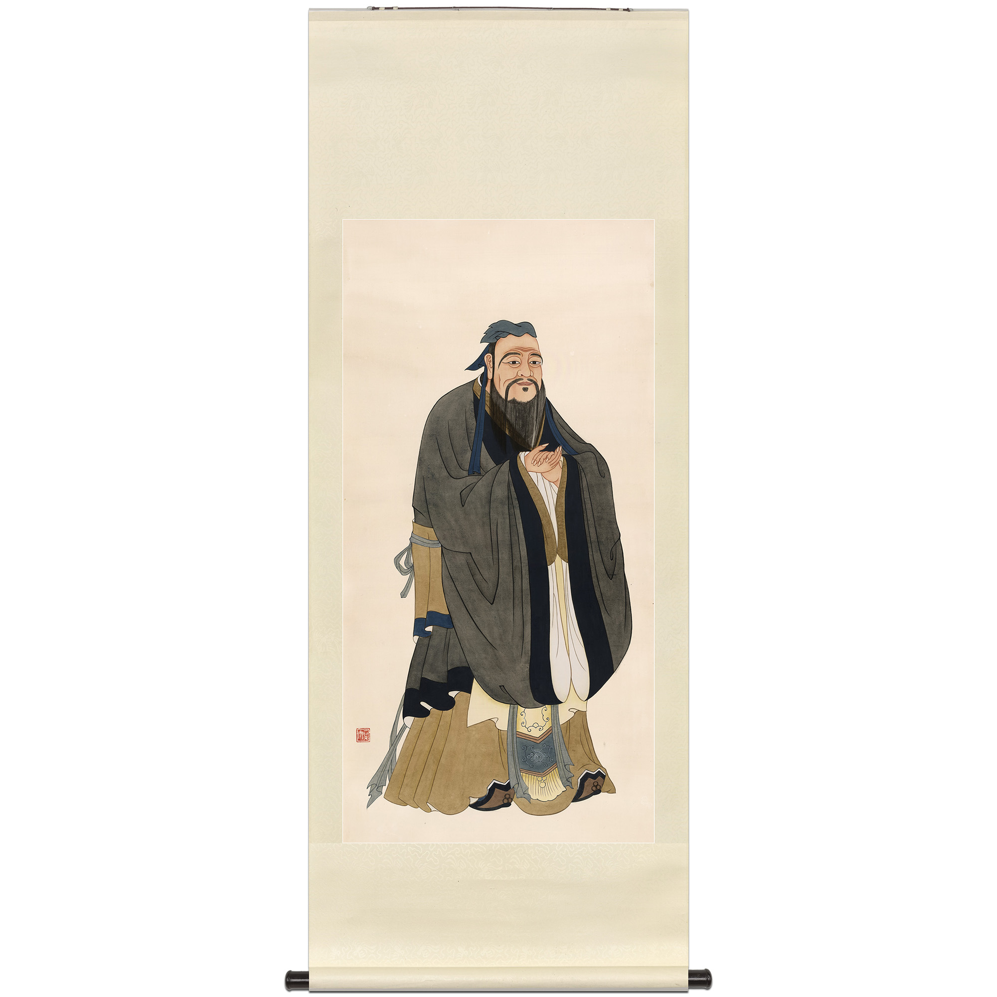 人物国画中堂书法对联至圣先师孔子画像客厅书房国画