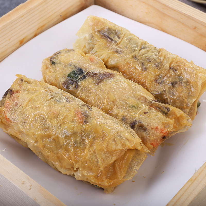 鸡丝加藤日式腐皮冷冻广式点心腐竹鸡肉肉卷水饺