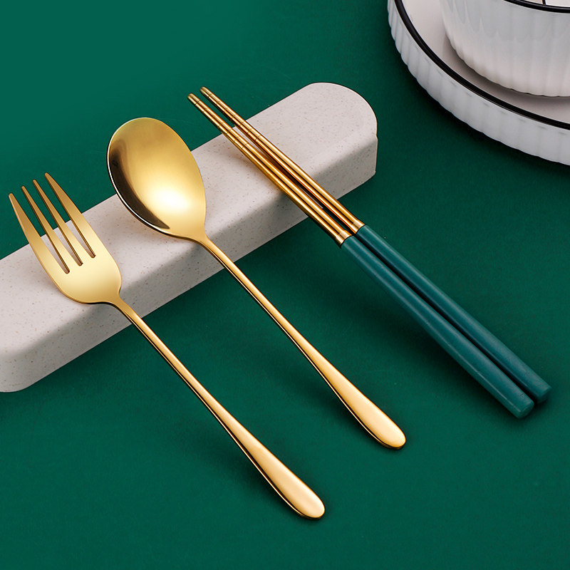 筷子便携创意可爱不锈钢餐具套装三件件套叉子便携