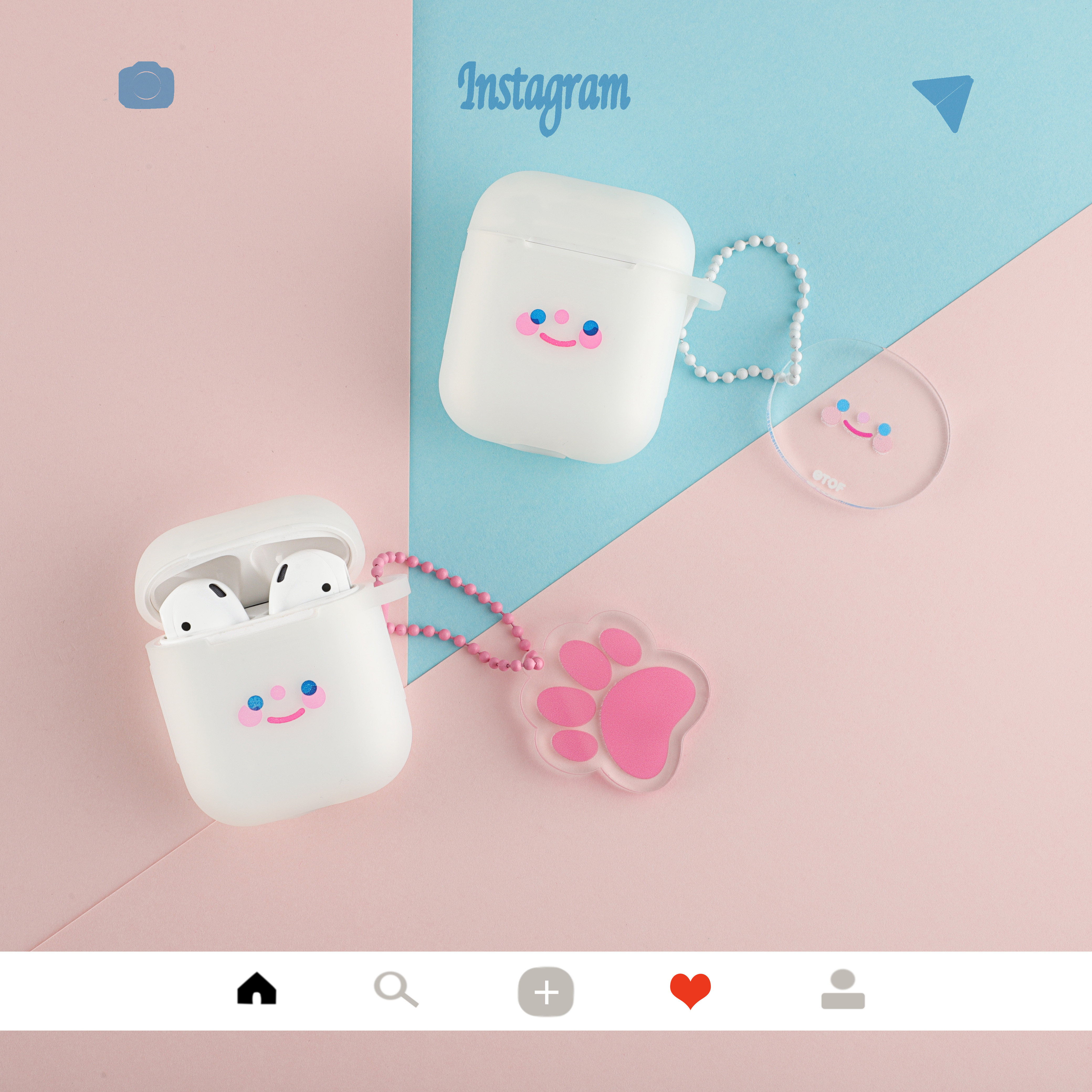 韩国ins可爱腮红笑脸airpods2保护套适用苹果pro耳机保护套