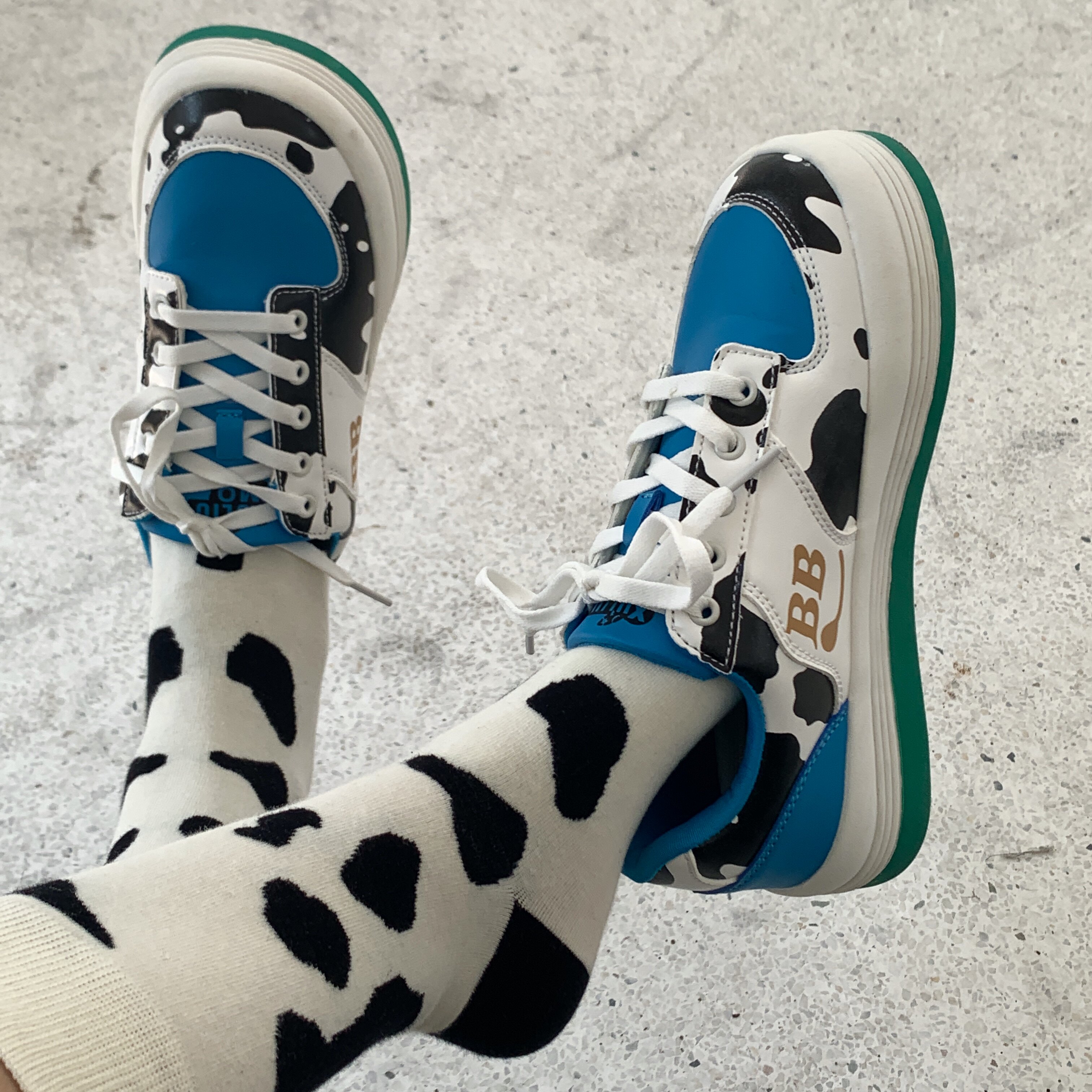 许刘芒原创小众设计可爱满的奶牛冰激凌单鞋