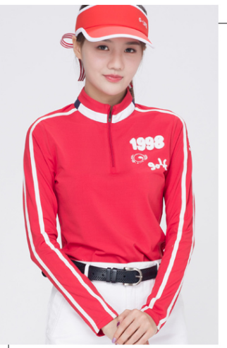 高尔夫新品套装秋装衣服长袖红色上衣运动时尚高尔夫服装