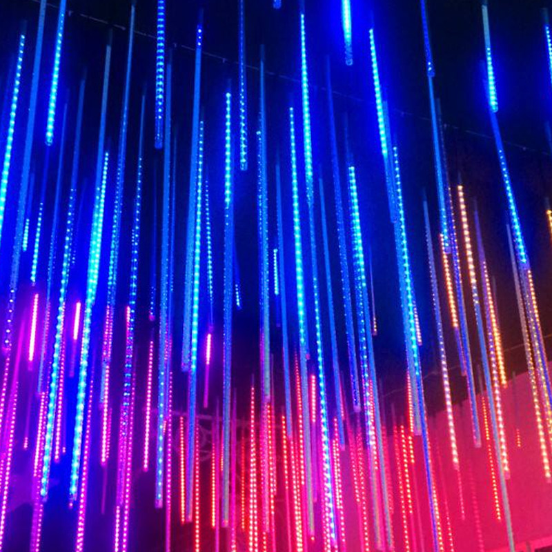 流星雨led灯七彩户外防水挂树上的彩灯装饰灯串太阳能流星灯 室内