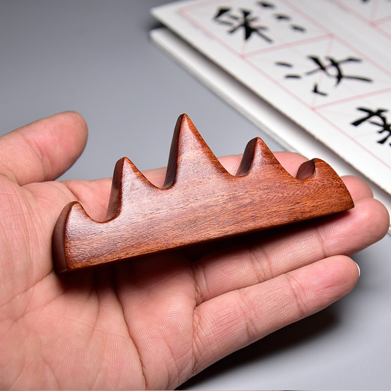 毛笔书法联星文房实木笔托红木笔架复古龙型文房四宝