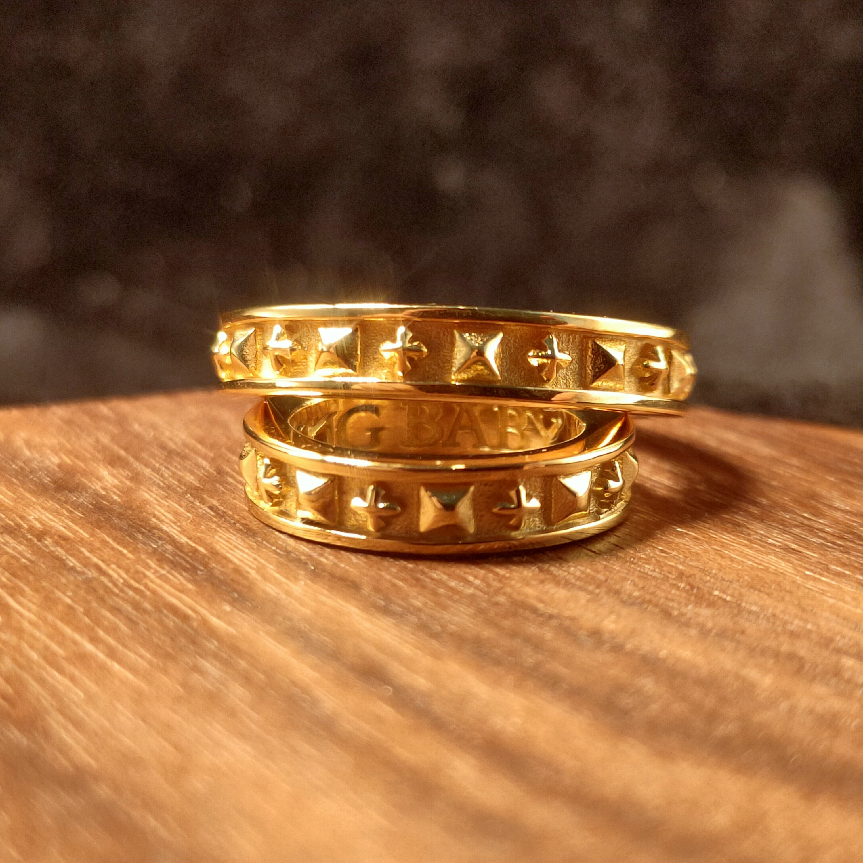 s925纯银电镀22kkingfkbaby铆钉戒指