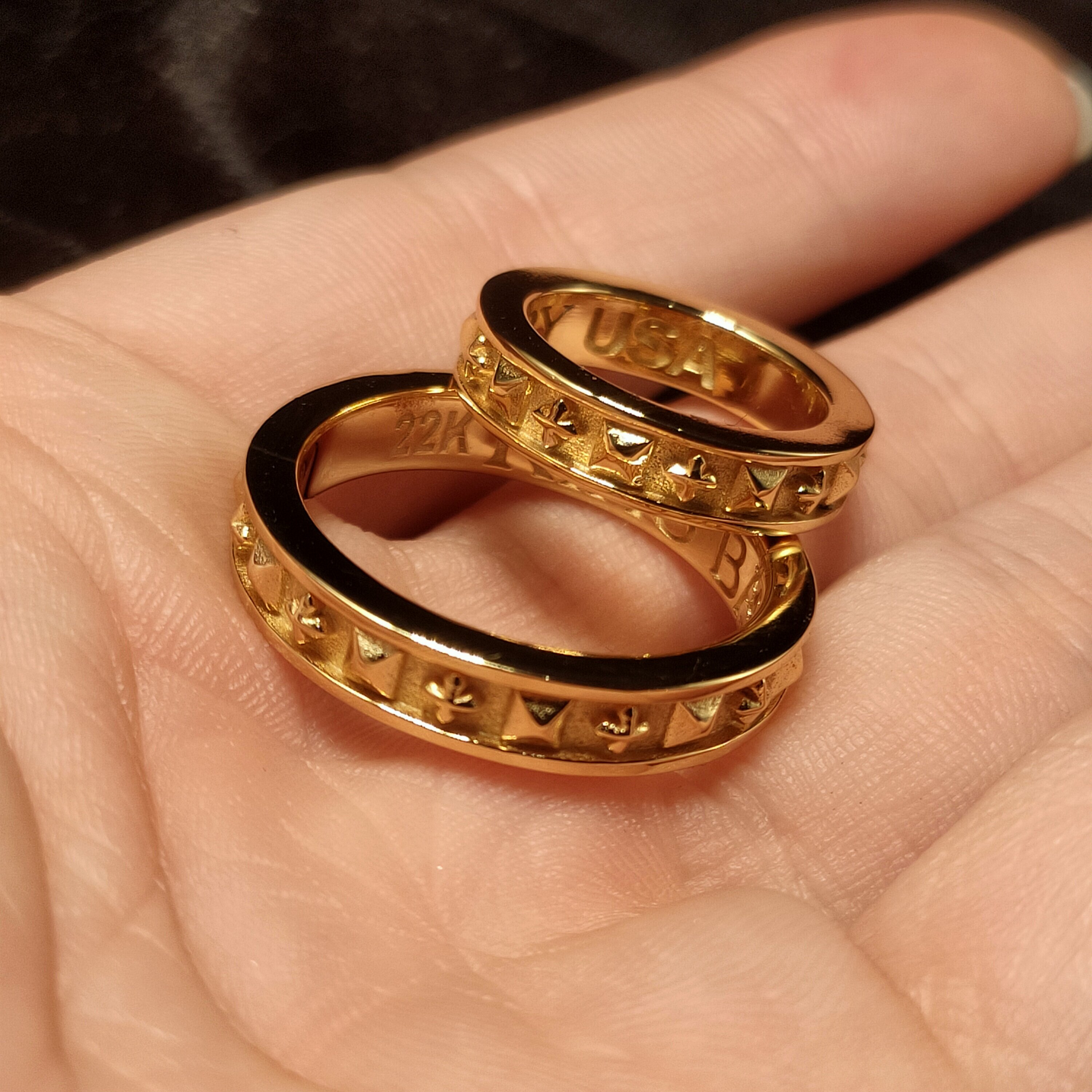 s925纯银电镀22kkingfkbaby铆钉戒指