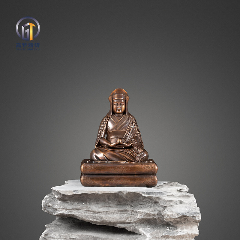 高特精铸纯铜冈波大师佛像藏传密宗尊者噶举派摆件