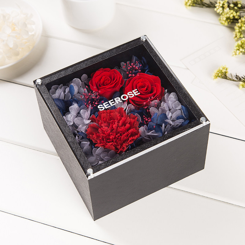 seerose进口永生花康乃馨玫瑰礼盒长辈妈妈春节纪念永生花