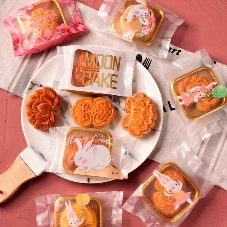 中秋月饼包装袋自粘 蛋黄酥青团托带底托盒塑料50g75机封口袋100g - 图2