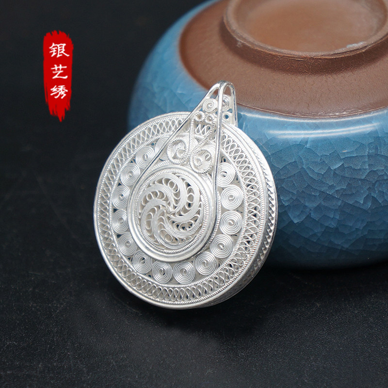 纯银打造平安太阳鼓可转转动吊坠男女项链毛衣项坠
