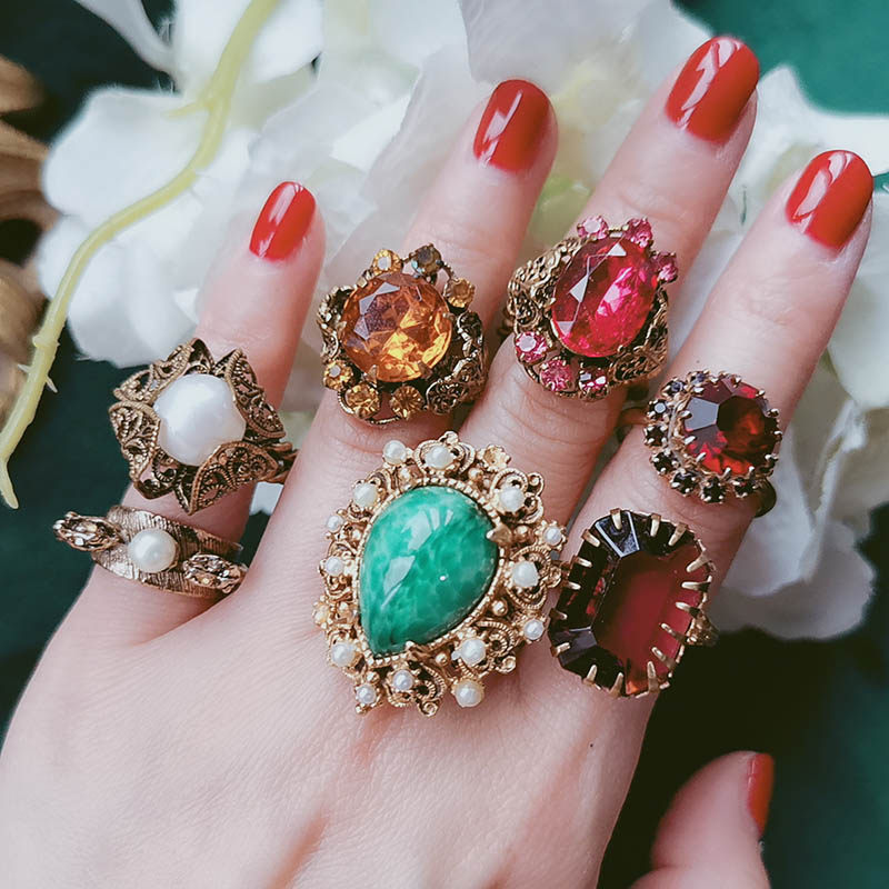 中古首饰唐顿欧洲回流古董vintage宫廷复古古着戒指