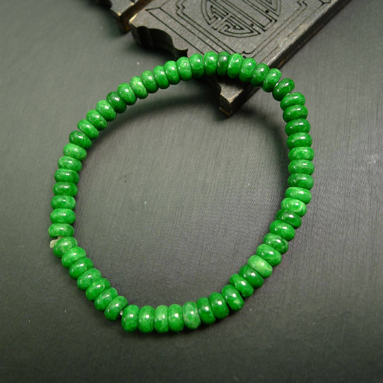 一串满色辣天然货老翡翠算盘珠子手串手链手链
