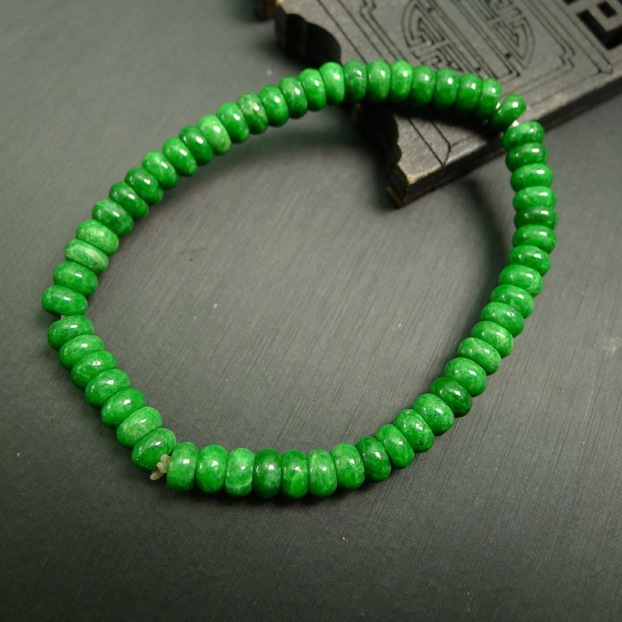 一串满色辣天然货老翡翠算盘珠子手串手链手链