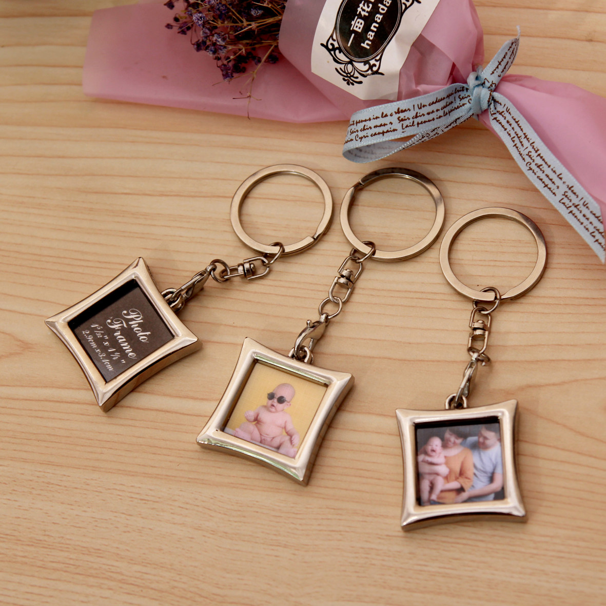 照片个性定制金属钥匙扣链子相片挂件制作diy创意钥匙扣