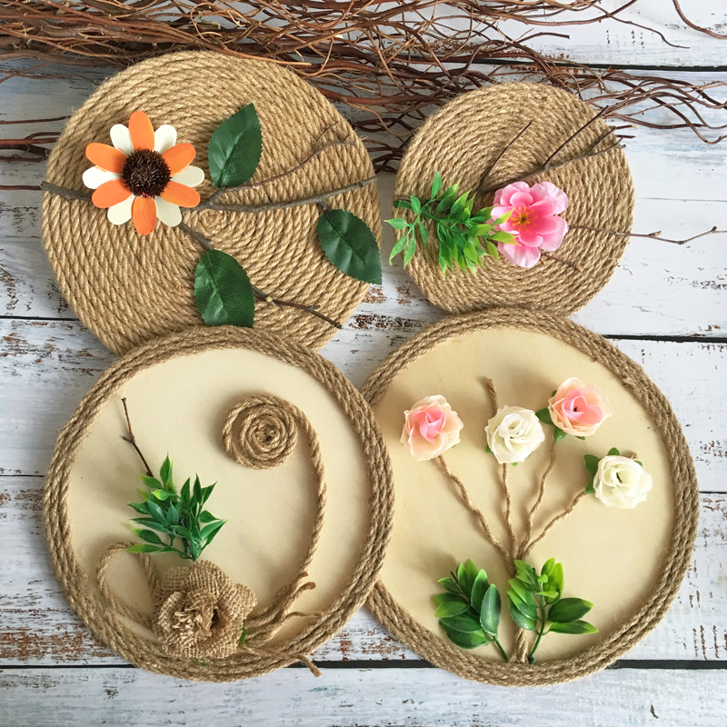 创意麻绳圆盘复古手工diy材料幼儿园学校环创壁饰