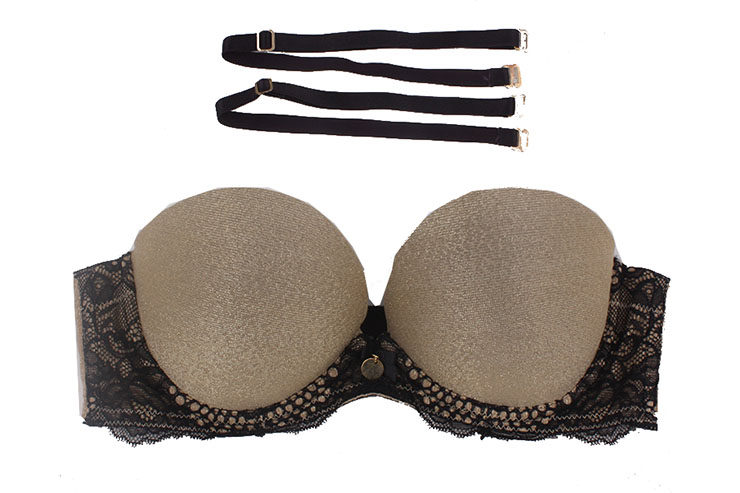 外贸文胸奢华金色闪光海绵罩杯包容上托胸罩文胸