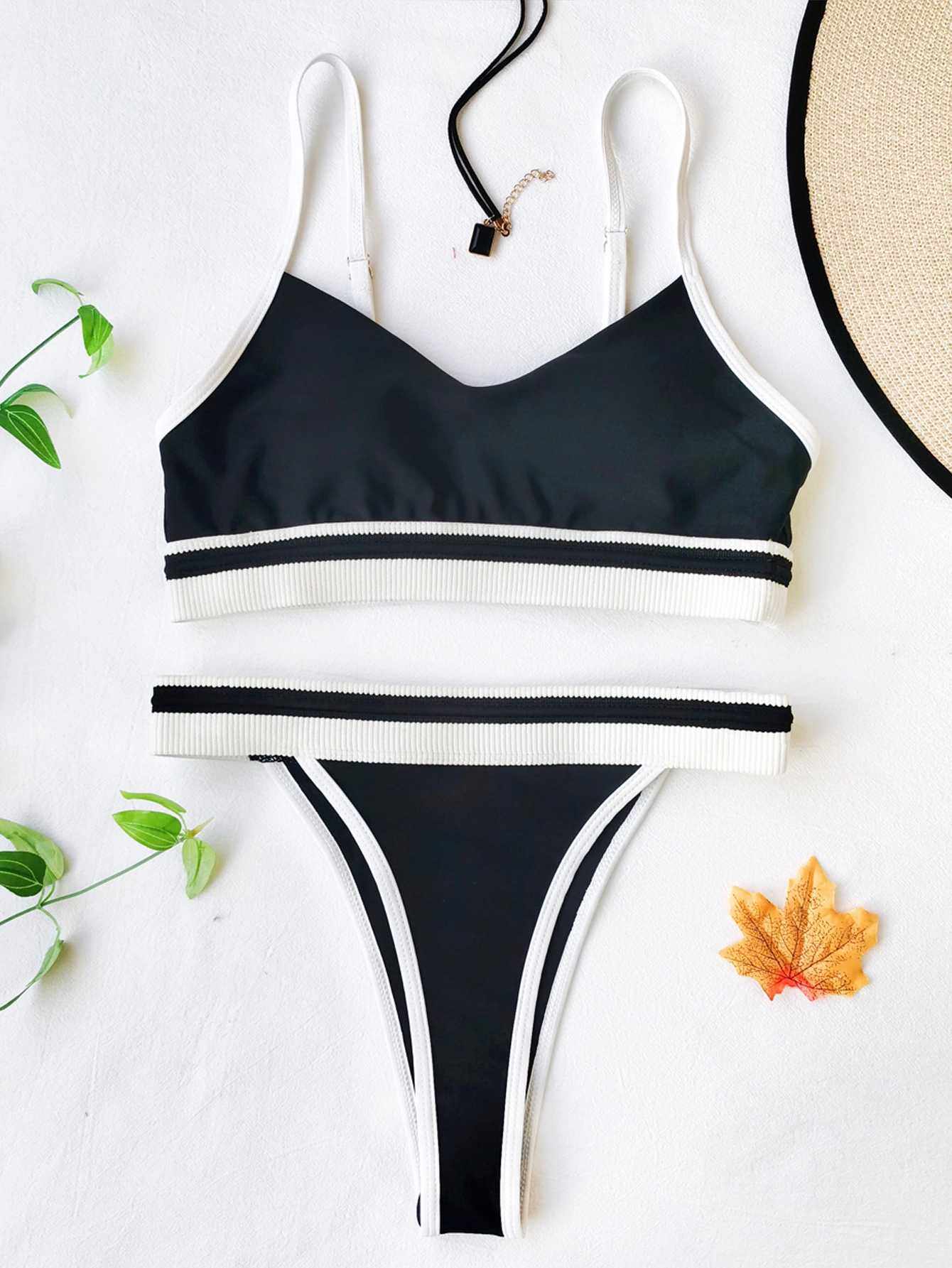 泳衣温泉印花欧美女士丁字裤分体性感比基尼沙滩比基尼