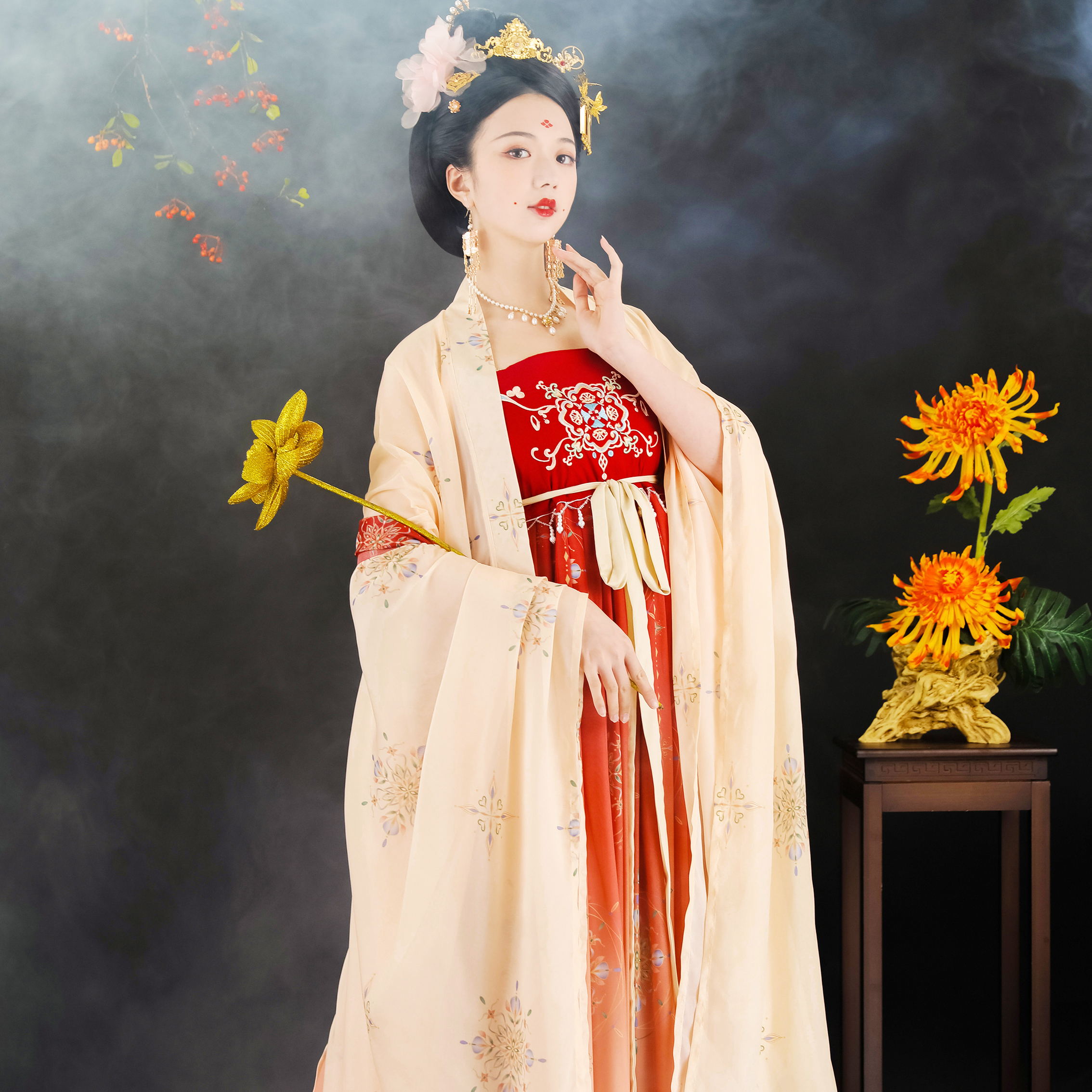 馨汉沐夕长歌原创唐制诃子裙大袖衫披帛汉服女汉服