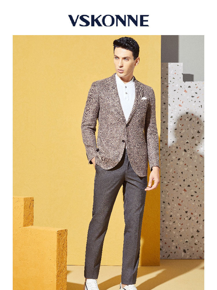 vskonne威斯威斯康康尼休闲西服亚麻桑蚕蚕丝轻薄西服