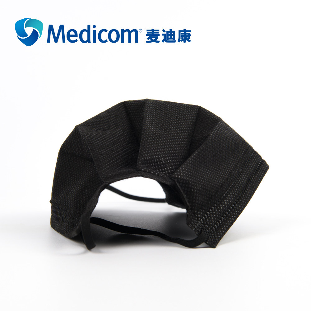 medicom麦迪康一次性黑色口罩透气女男防护骑行时尚韩版炫酷晒